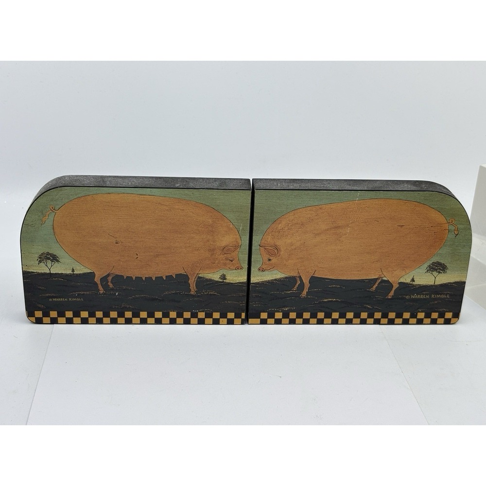 Folk Artist Warren Kimble Flats Collection Lenox (1996)  Pigs (2) Primitive Farm